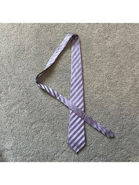 Sean John 100% Silk Striped Necktie Lavender Purple